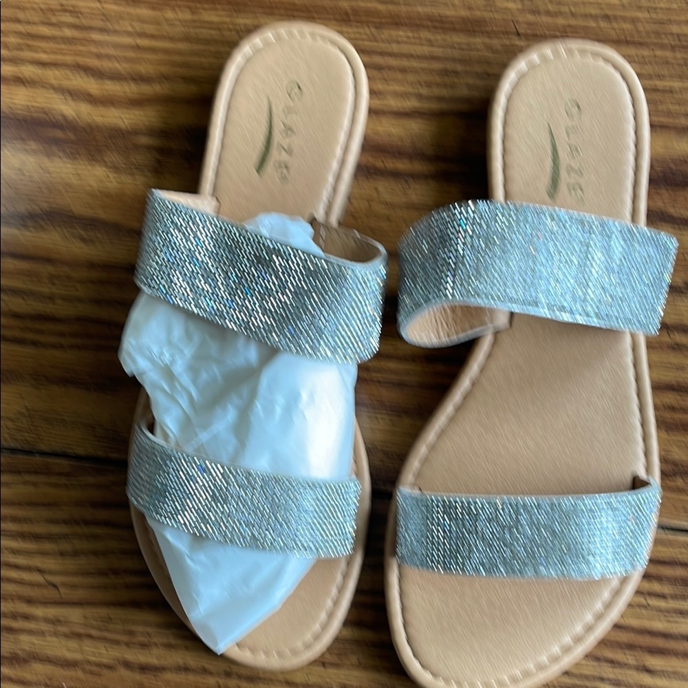 Glaze Silver Sandals